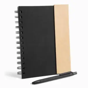 Caderno Espiral Com Capa Dura Preto / Bege