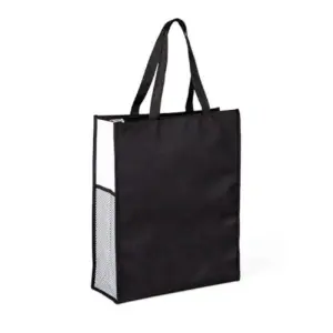 Sacola De Mão Em Nylon 600 - Preta/branca