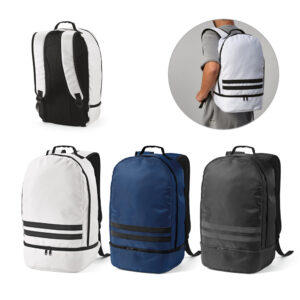 MANCHESTER. Mochila em poliéster reciclado 290T e sarja com compartimento para sapatos (25 L)