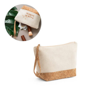 BLANCHETT. Bolsa de cosméticos 100% de algodão (280 g/m²) com detalhes em cortiça