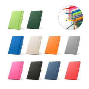 ANNE. Caderno A5 de capa dura em PET 100% reciclado, com páginas pautadas recicladas