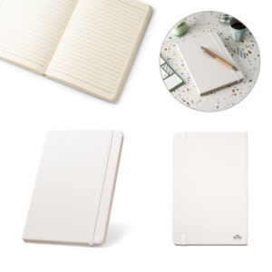 MONDRIAN. Caderno A5 de capa dura em poliéster 100% reciclado, com tratamento antibacteriano e páginas pautadas