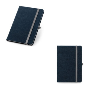 DENIM. Caderno A5 de capa dura em tecido tipo jeans com páginas pautadas