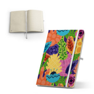 ANNE SUB. Caderno A5 de capa dura em poliéster 100% reciclado 300D ideal para personalização em sublimação
