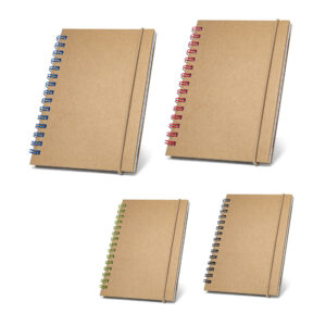 MARLOWE. Caderno de bolso espiral de capa dura em cartão, com páginas pautadas recicladas
