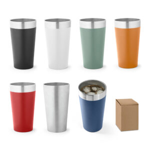 HALPERT. Copo de viagem em aço inox térmico, com parede dupla isolada a vácuo (540 mL)