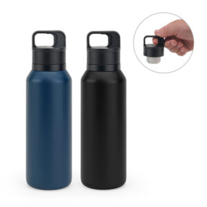 NICKLAUS. Garrafa térmica em aço inox 91% reciclado com parede dupla isolada a vácuo (590 mL)