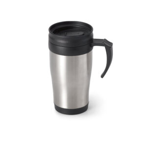 NOAH. Caneca de viagem térmica de aço inox e PP, de parede dupla isolada a ar (420 mL)
