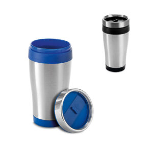 BATUM. Copo de viagem em aço inox e PP, térmico com parede dupla isolada a ar (420 mL)
