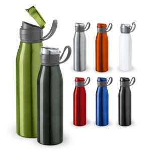 KORVER. Squeeze em alumínio com tampa flip flop em AS e PP (650 mL)
