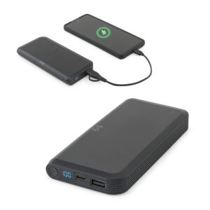 BECKER 10. Bateria portátil com carregador por indução super-rápido (10'000 mAh), em ABS 100% reciclado