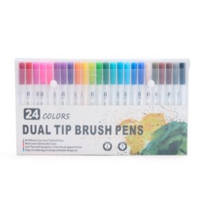 Kit Canetinhas Ponta Dupla Com 24 Cores