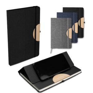 Caderno A5 Capa em RPET e detalhe em Bambu