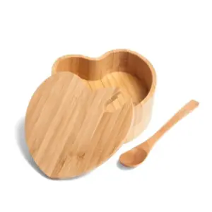 Açucareiro Com Formato De Coração E Colher Em Bambu