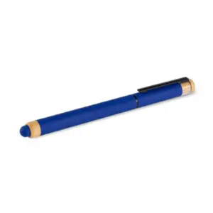 Caneta Roller Em Alumínio Reciclado / Bambu - Azul