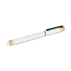 Caneta Roller Em Alumínio Reciclado / Bambu - Branca