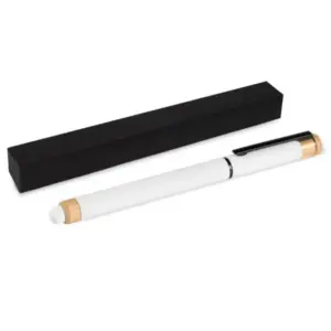 Caneta Roller Em Alumínio Reciclado / Bambu - Branca