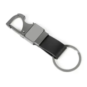 Chaveiro Mosquetão Cinza Em Metal/pu