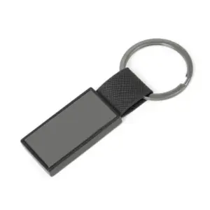 Chaveiro Em Metal/pu - Cinza/preto