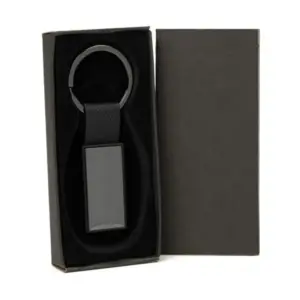 Chaveiro Em Metal/pu - Cinza/preto
