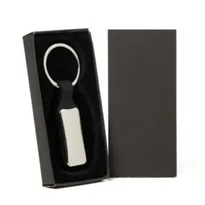 Chaveiro Em Metal/pu - Prata/preto