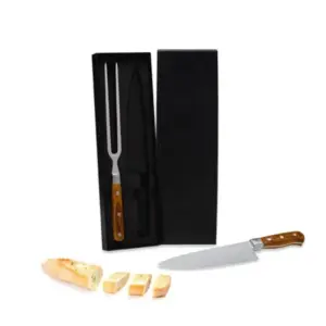 Conj. De Faca E Garfo Premium Em Madeira / Inox - 2 Pçs
