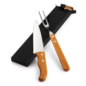 Conj. De Garfo E Faca 7" Em Madeira / Inox Special Line - 2 Pçs