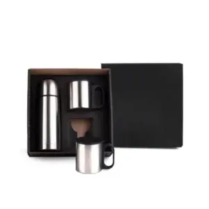 Conj. De Garrafa E Caneca Em Aço Inox 330/180 Ml - 3 Pçs
