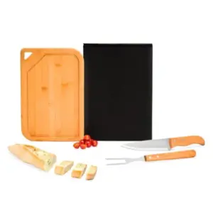 Conj. Para Churrasco Em Bambu / Inox / Madeira - 3 Pçs