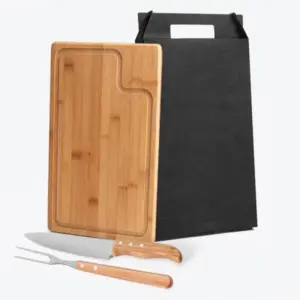 Conj. Para Churrasco Em Bambu / Madeira / Inox Texas - 3 Pçs
