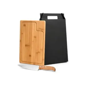 Conj. Para Churrasco Em Bambu / Madeira / Inox - 2 Pçs