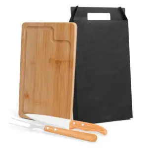 Conj. Para Churrasco Em Bambu / Madeira / Inox Dallas - 3 Pçs