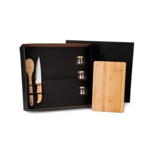 Conj. Para Cozinha E Tempero Em Bambu/inox - 6 Pçs