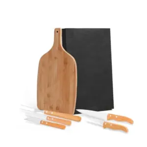 Conj. Para Cozinha Em Bambu / Madeira / Inox - 6 Pçs