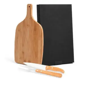 Conj. Para Cozinha Em Bambu / Madeira / Inox - 3 Pçs