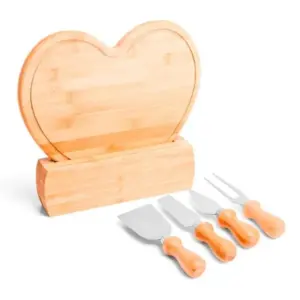 Conj. Para Queijo Em Bambu / Madeira / Inox - 6 Pçs