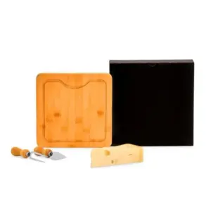 Conj. Para Queijo Em Bambu / Madeira / Inox - 3 Pçs
