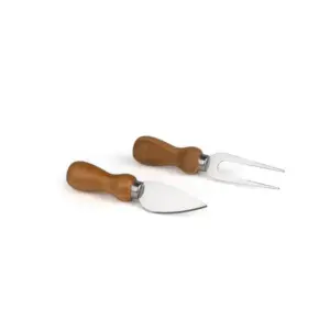 Conj Para Queijo Madeira/inox - 2 Pçs