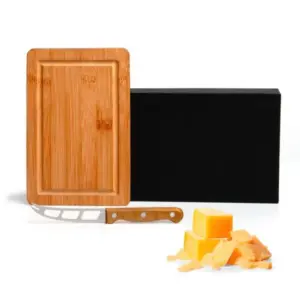 Conjunto Para Queijo Em Bambu/madeira/inox - 2 Pçs