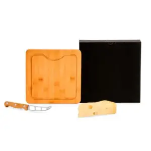 Conjunto Para Queijo Em Bambu/madeira/inox - 2 Pçs