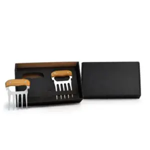 Garfos Com 5 Dentes Em Madeira - Inox - 11,5x14,5cm - 2 Pçs