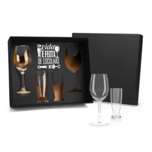 Jogo De Copos De Vidro P/ Vinho / Cerveja - 4 Pçs