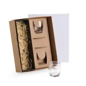 Jogo De Copos De Vidro P/ Whisky 330 Ml Com Porta Copo - 4 Pçs - Não Acompanha A Garrafa