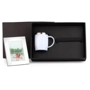 Kit Caneca Em Aço Inox E Porta-retrato Em Alumínio - 2 Pçs