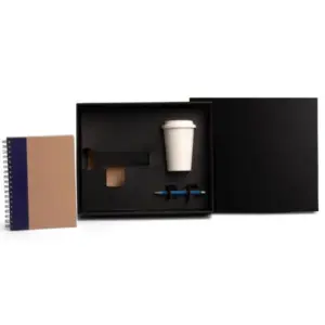 Kit Copo Em Fibra De Bambu, Caderno E Caneta - Azul - 3 Pçs