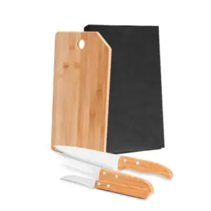 Conj. Para Cozinha Em Bambu / Madeira / Inox Oregon - 4 Pçs