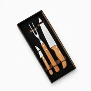 Kit De Facas Com Tamanho De 7", 3" E Garfo - 3 Pçs