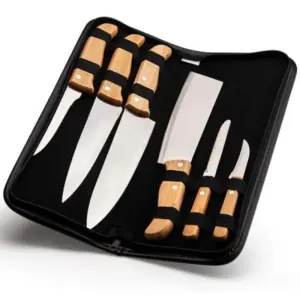 Conj. De Facas Bambu / Madeira / Inox Com Estojo Frankfurt - 7 Pçs