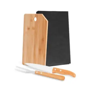 Conj. Para Cozinha Em Bambu / Madeira / Inox Oregon - 3 Pçs