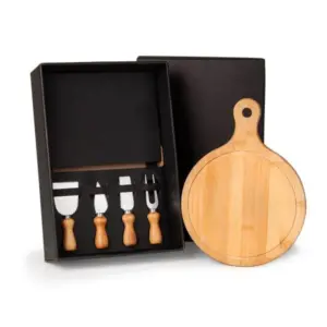 Kit Para Queijo Em Bambu / Madeira / Inox - 5 Pçs